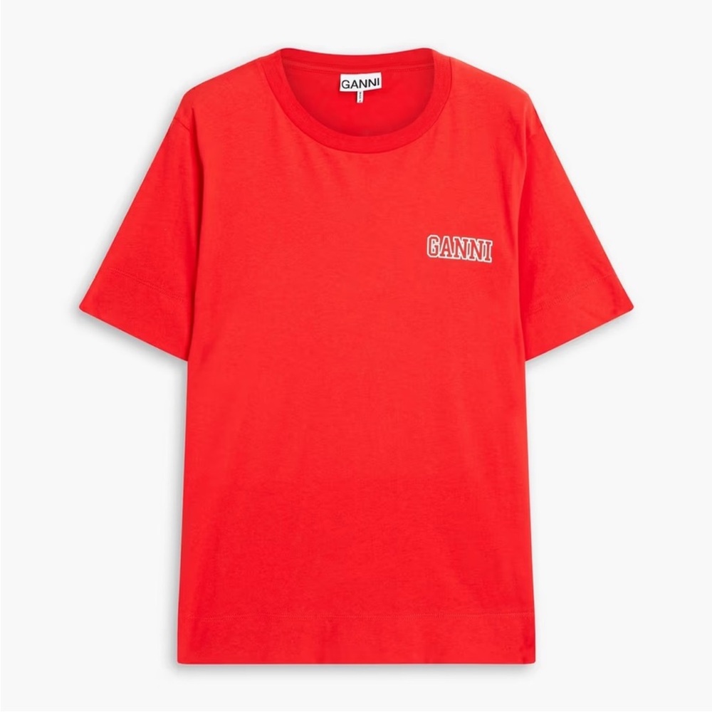 Ganni Red Short Sleeve Tee - Picture 2 of 11